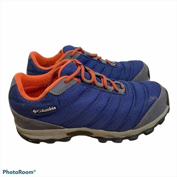 Columbia Trail Sneaker Outdoors Sz 4 Blue Orange - Picture 1 of 7